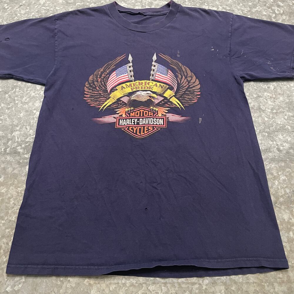Harley Davidson American Pride Eagle Flag Shirt Large San Jose California Biker